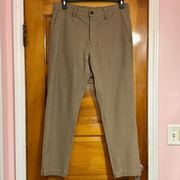 Zara Man Houndstooth Plaid Tan Brown Tapered Dress Pants Men’s US 32 - Picture 1 of 7